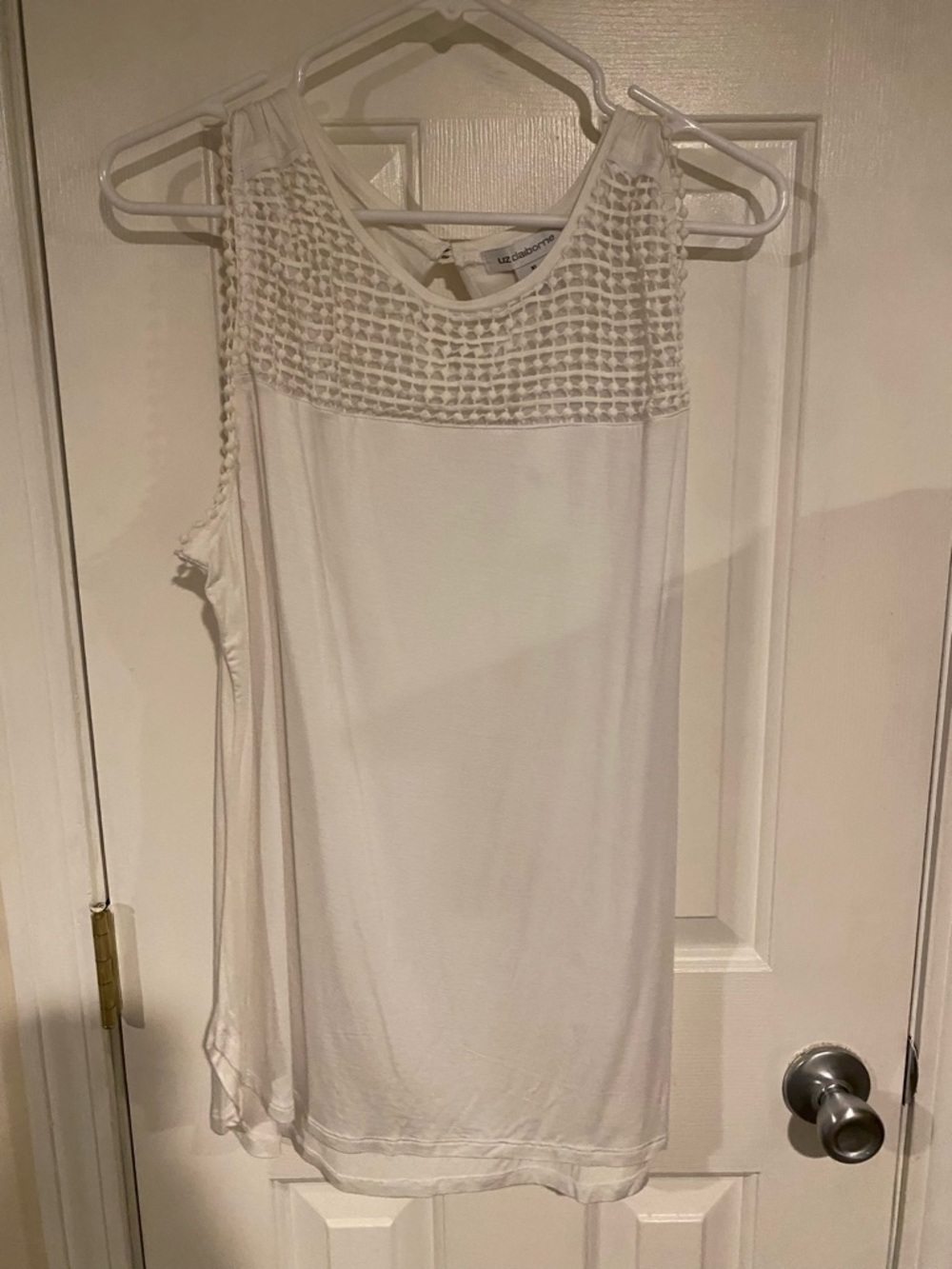 Liz Claiborne White Crochet Yoke Tank